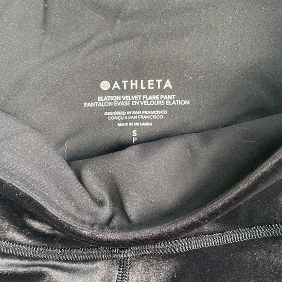 Athleta Elation velvet flare pants size small.  Black. - Picture 2 of 5